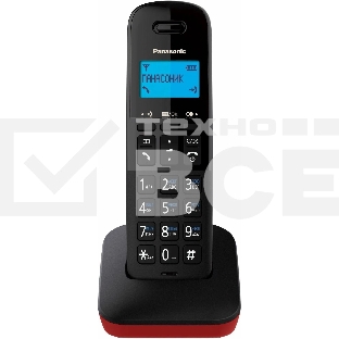 Телефон беспроводной (DECT) Panasonic KX-TGB610RUR, Монохромный, АОН, черный/красный