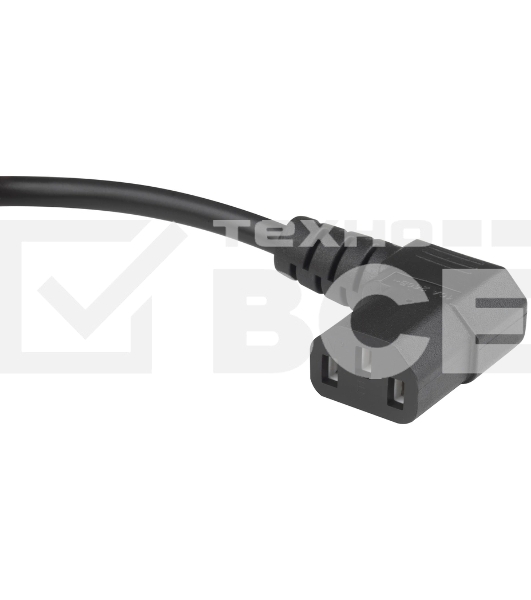 Кабель питания Hyperline PWC-IEC13A-IEC14-1.8-BK  монитор-компьютер IEC 320 C13 (угловая) - IEC 320 C14 (3x0.75), 10A, прямая вилка, 1.8м, цвет черный