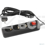 Удлинитель электрический ЭРА UX-3es-3m-B с заземлением с выключателем 3 розетки 3 м ПВС 3x0,75 мм2 10А черный, фото 1