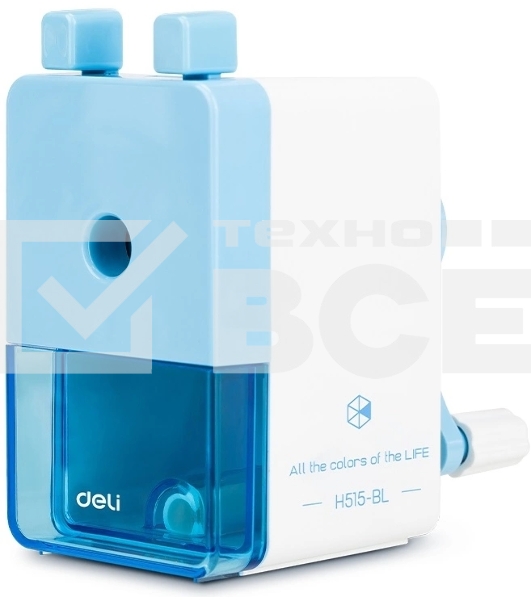 Точилка для карандашей механическая Deli EH515-BL 1 отверстие пластик голубой/белый пл.бокс