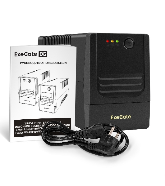 Источник бесперебойного питания ExeGate Power NB-800.LED.AVR.4C13 (800VA/480W, LED, AVR, 4*C13, батарея 12V 9Ah, Black)