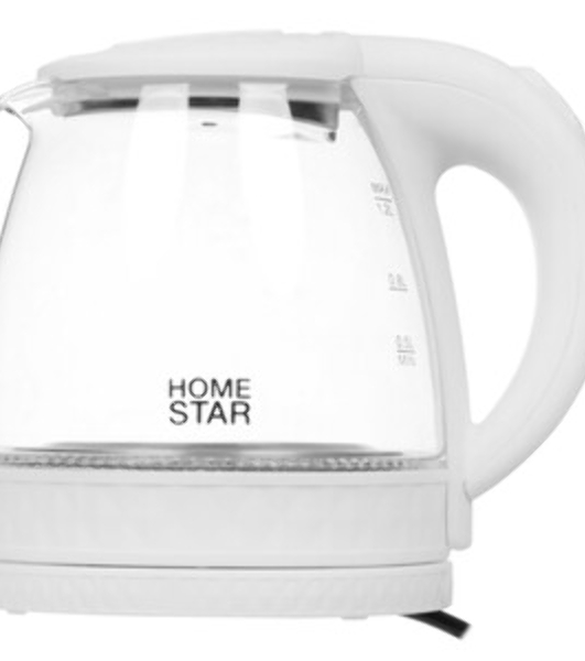 Чайник электрический Homestar HS-1053 1,2 л,стекло/пластик, белый (106464)
