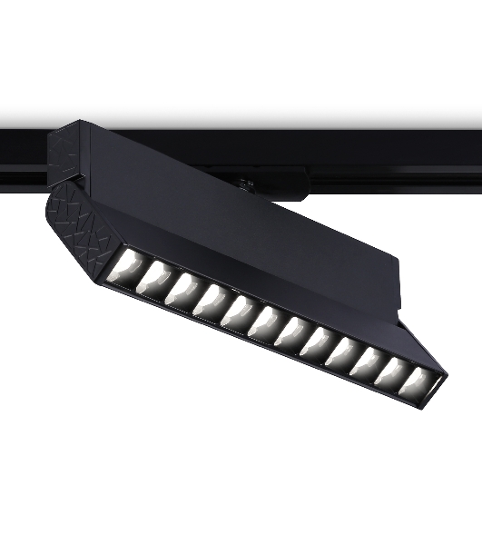 Трековый однофазный светодиодный светильник Ambrella light GL6819 BK черный LED 12W 4200K 24° 230*22*87
