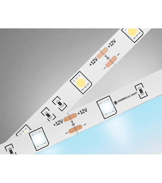 Светодиодная лента Ambrella light GS1803 5050 30Led/ 7.2W m/ 12V IP20 6500K/ 5000*10*1.87mm (2 конт.)