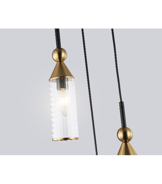 Светильник Ambrella light LH55252/3 BK/BS/CL черный/латунь/прозрачный E14*3 max 40W D230*1200