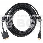 Кабель Buro HDMI-19M-DVI-D-10m 24M/19M 10м позол/ферритовые кольца, фото 1