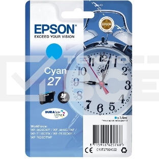 Картридж струйный Epson T2702 (C13T27024022/C13T27024020) голубой, 300 стр., для WF7110/7610/7620
