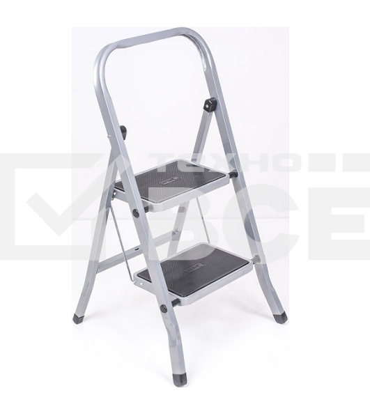Стремянка стальная КЛАСС ПЛЮС, 2 ШИРОКИЕ СТУПЕНИ 20х30 см, верхняя площадка 45 см, до 120 кг, 123302