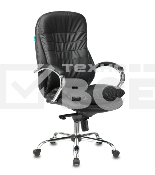 Кресло руководителя Бюрократ T-9950/BLACK черный, кожа, крестовина хром