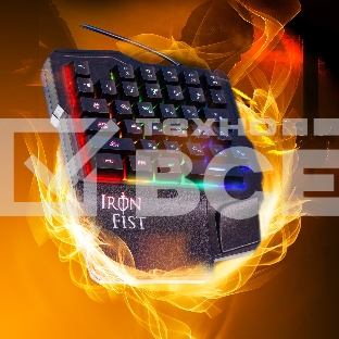 Игровой блок Oklick 701G IRON FIST черный USB for gamer LED (подставка для запястий)