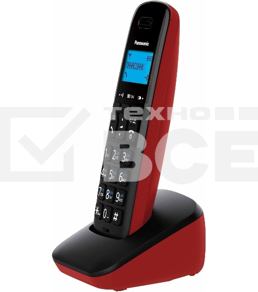 Телефон беспроводной (DECT) Panasonic KX-TGB610RUR, Монохромный, АОН, черный/красный
