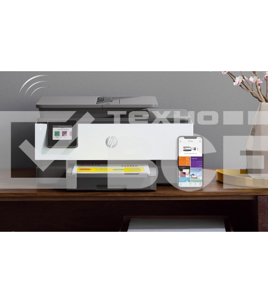 МФУ струйный HP OfficeJet 8023 (1KR64B), A4, цвтной, печ. до 20 стр/мин. (ч/б), до 10 стр/мин. (цвет), скан. до 8 стр/мин. (ч/б) 3.5 стр/мин. (цвет), 1200 x 1200 dpi, USB, RJ-45, Wi-Fi, Air Print