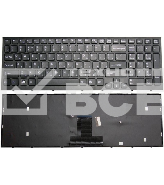 Клавиатура для ноутбука Sony Vaio VPC-EB черная с черной рамкой