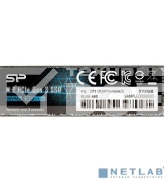 Накопитель SSD Silicon Power P34A60, 512GB, M.2 2280, PCIe 3.0 x4, NVMe, R/W 2200/1600