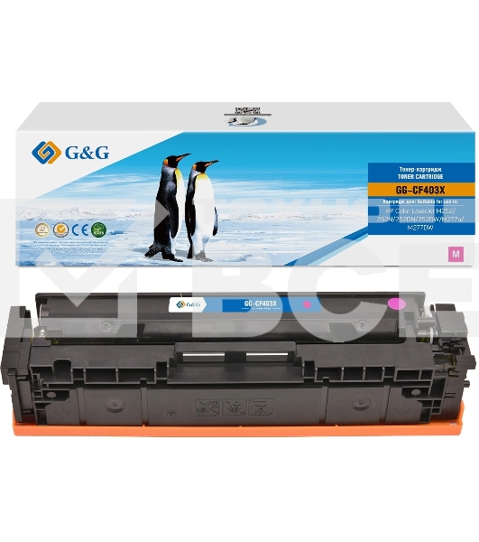 Картридж G&G, аналог HP CF403X/201X красный 2.3k с чипом