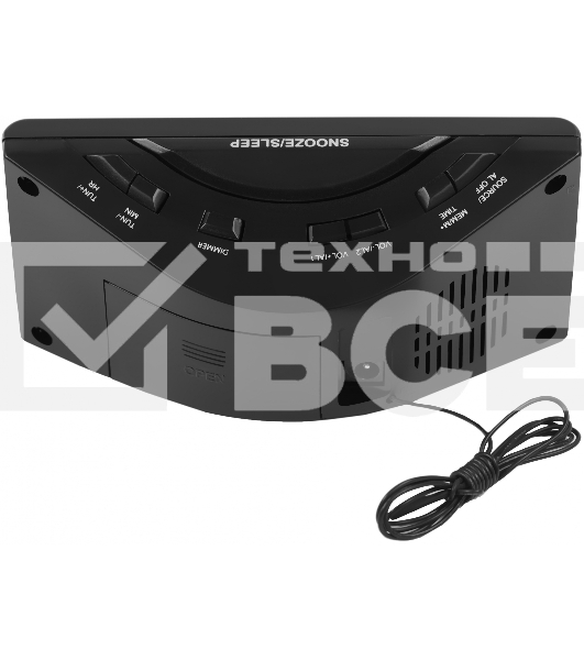 Радиобудильник Harper HCLK-1006 черный LED подсв:зеленая часы:цифровые AM/FM