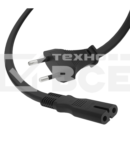 Кабель питания GCR CEE 7/16 / IEC C7, 1.5m, 2*0.5mm, черный