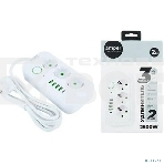 Сетевой удлинитель Amper 2,0м, 3 розетки, 3*0,75мм, 10А, 2500 Вт, 4usb, 1Type-C, белый., фото 1