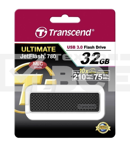 Флешка USB Transcend JetFlash 780 (TS32GJF780), 32Gb, USB 3.0, R/W 210/75, черный/серебристый