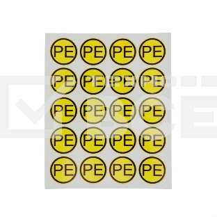 Наклейка знак электробезопасности Rexant 55-0004 «PE» d - 20 мм (20 шт на листе)