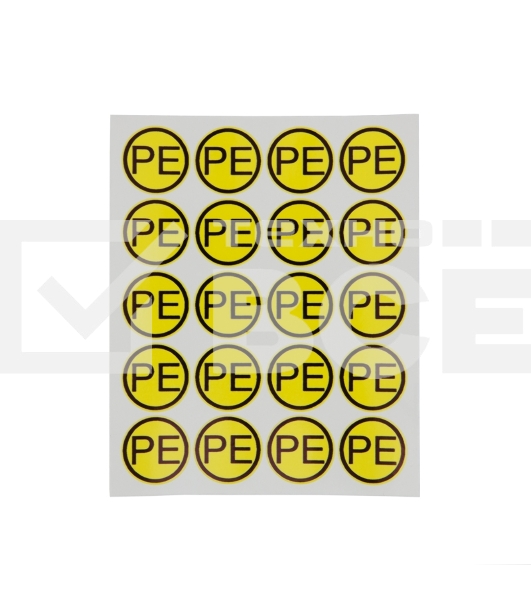 Наклейка знак электробезопасности Rexant 55-0004 «PE» d - 20 мм (20 шт на листе)