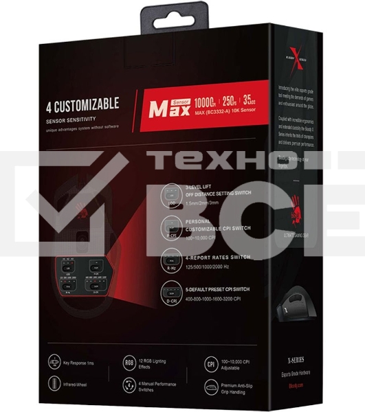 Мышь проводная A4Tech Bloody X5 Pro черный, 16000 dpi, USB, кнопки - 9