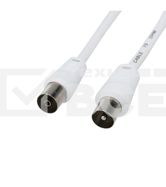 Шнур ТВ гнездо - ТВ штекер, длина 1,5 метра, белый Rexant