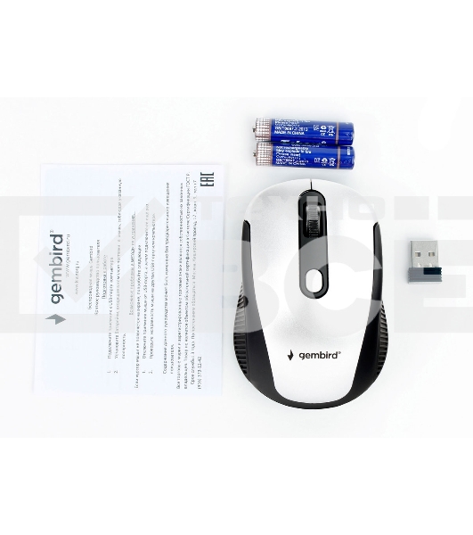 Мышь беспроводная Gembird MUSW-420-4 серебристый, 1600 dpi, радиоканал, USB, кнопки - 4