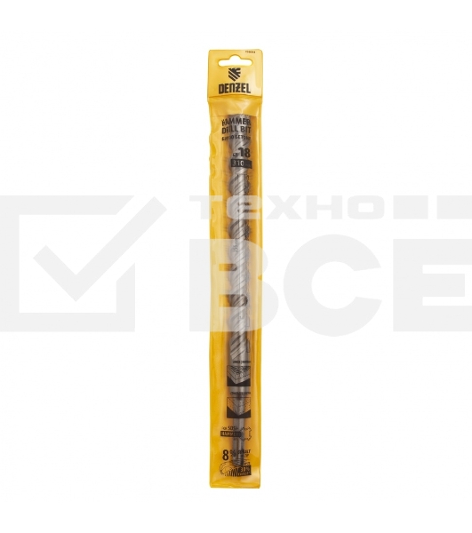 Бур по бетону, двойная спираль, Cobalt W-tip, 18x310 мм, SDS PLUS Denzel