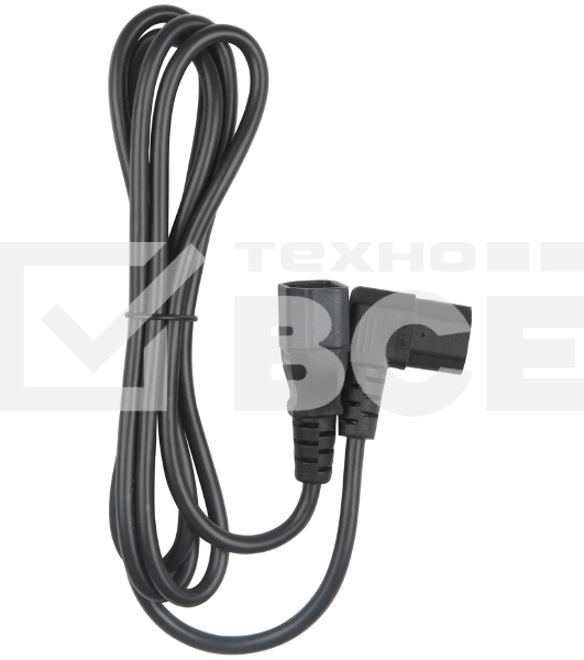 Кабель питания Hyperline PWC-IEC13A-IEC14-1.8-BK  монитор-компьютер IEC 320 C13 (угловая) - IEC 320 C14 (3x0.75), 10A, прямая вилка, 1.8м, цвет черный