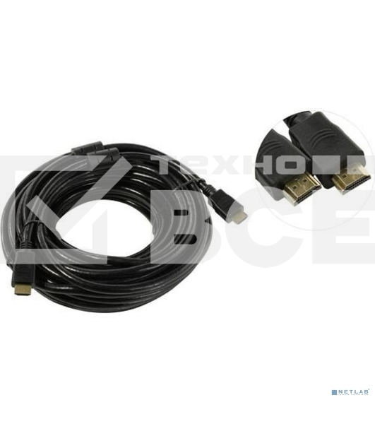 Кабель HDMI Exegate EX287727RUS EX-CC-HDMI2-15.0F (19M/19M, v2.0, 15м, 4K UHD, Ethernet, ферритовые кольца, позолоченные контакты)