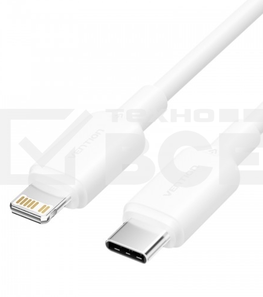 Кабель Vention USB 2.0 CM/Lightning 8M для iPad/iPhone 3A - 1м. Белый