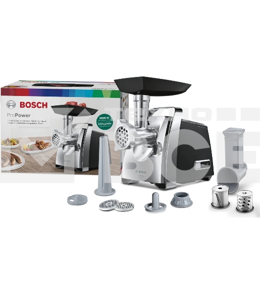 Мясорубка Bosch MFW67440 2000Вт черный/серебристый