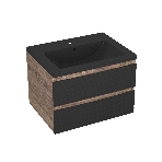 Тумба под раковину Bau Stil Loft black brushed, раковина кварцевая BAU Stil 58, черный металлик, смеситель Dream Black, черный, фото7