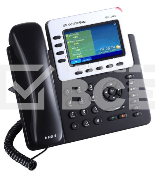Телефон Grandstream GXP-2140, VoIP 2 Порта Ethernet 10/100/1000, 4 SIP линий, цветной TFT дисплей 480x272, HD Audio