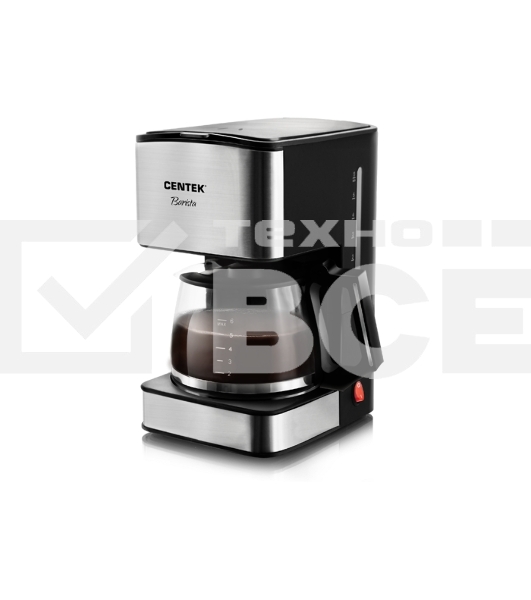 Кофеварка капельная Centek CT-1144 серебристый/черный, исп. кофе - молотый, 0.8 л, 680 Вт.