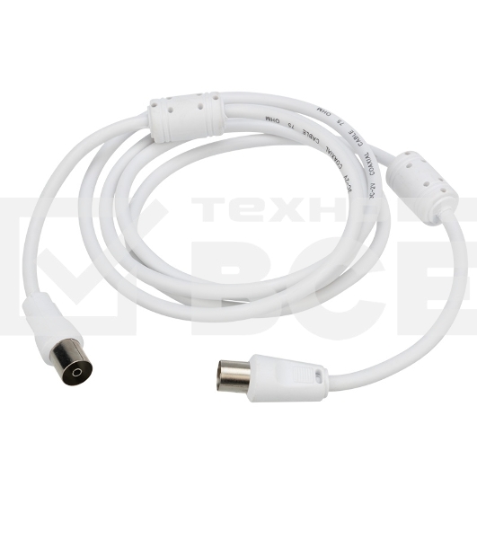 Шнур ТВ гнездо - ТВ штекер, длина 1,5 метра, белый Rexant