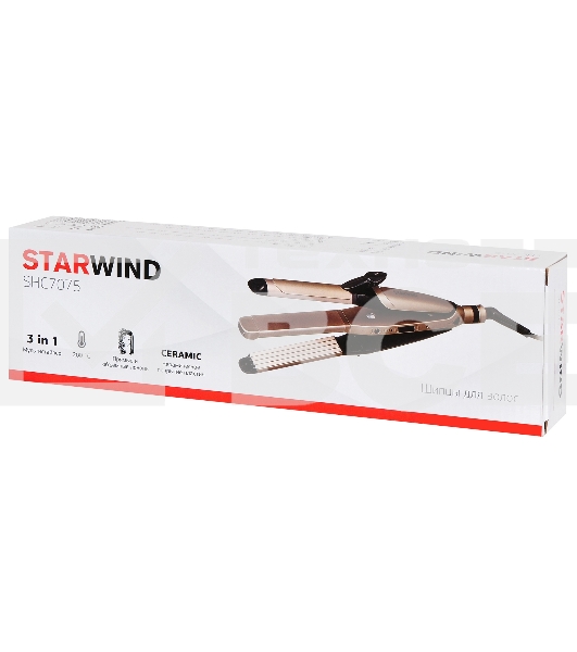 Выпрямитель Starwind SHC 7075 55Вт черный/шампань (макс.темп.:200С)