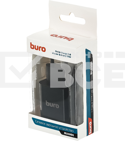 Сетевое зарядное устройство Buro BUWD1 3A PD+QC черный