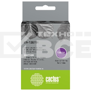 Картридж ленточный Cactus CS-TZE731 TZe-731 черный шрифт, зеленый фон (12 мм, 8 м) для Brother PT-P1010, PT-P700, P750W, P900W, P950W, PT-D210, D450VP, D600VP, PT-H110BUNDE