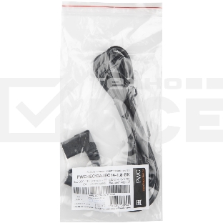 Кабель питания Hyperline PWC-IEC13A-IEC14-1.8-BK  монитор-компьютер IEC 320 C13 (угловая) - IEC 320 C14 (3x0.75), 10A, прямая вилка, 1.8м, цвет черный