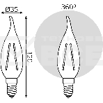 Лампа Gauss LED Filament Свеча на ветру E14 11W 720lm 2700K 1/10/50, фото6
