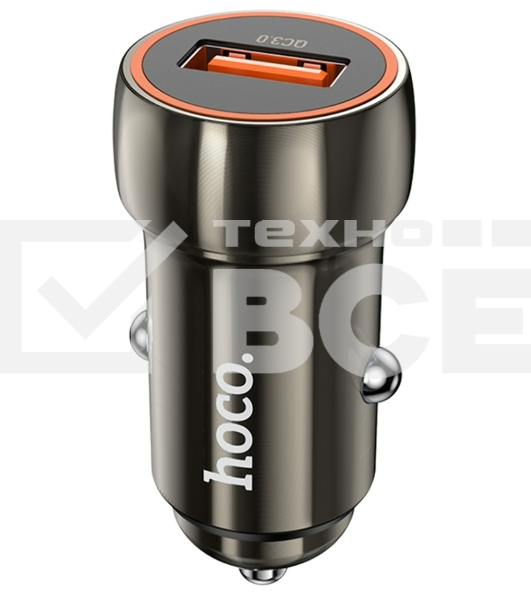 Автомобильная зарядка HOCO Z46 Blue shield, 1xUSB, 18W, серый металлик
