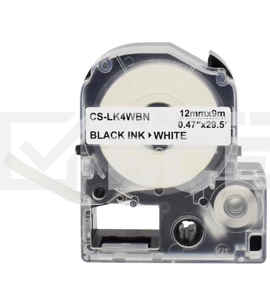 Картридж ленточный Cactus CS-LK4WBN черный шрифт, белый фон (12 мм, 9 м) для Epson LW300/LW400/LW700/LW600P/LW1000P/K400/Z700/Z900