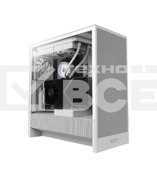 Компьютерный корпус без блока питания NZXT H5 Flow (2024), Midi-Tower, TG, 2x120мм, 1xUSB-A 3.2 + 1xUSB-C 3.2, E-ATX, ATX, mATX, mITX белый