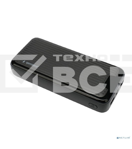 Портативный аккумулятор Gembird GPB-20, 20000мА·ч, 2A, черный