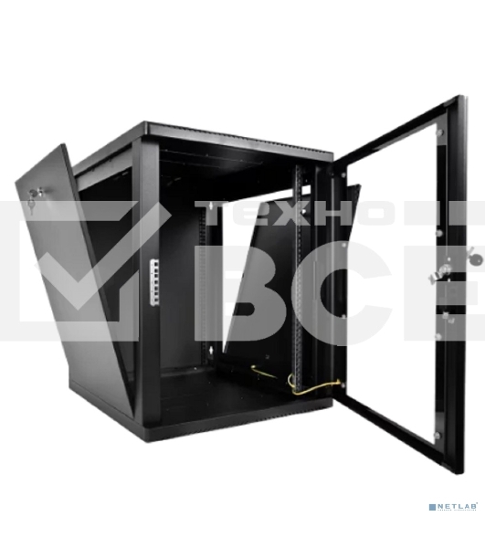Шкаф коммутационный ЦМО (ШРН-М-15.500-9005) настенный 15U 600x520 мм пер. дв. стекл. 130 кг черный 456 мм 24.66 кг 180 град. 745 мм