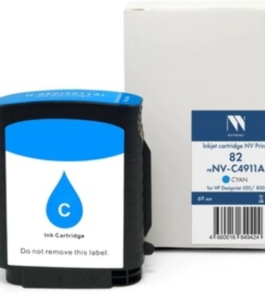 Картридж струйный NVPrint 82 (NV- C4911A) Cyan для HP DesignJet 500/800 (69 мл) совместимый