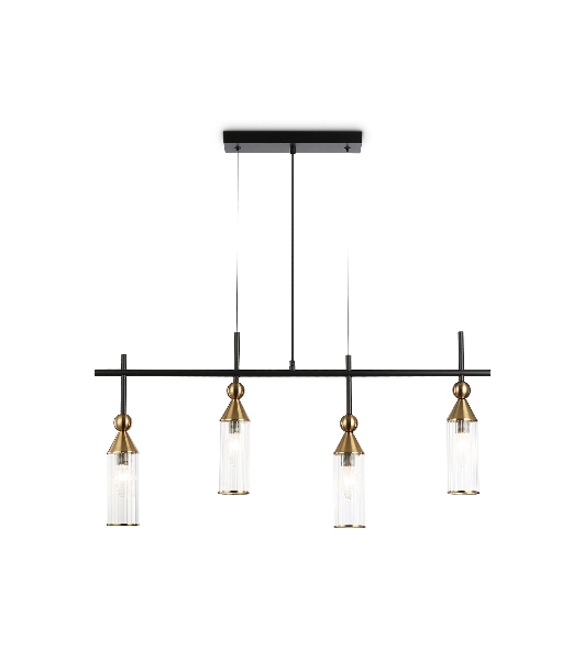 Светильник Ambrella light LH55254/4 BK/BS/CL черный/латунь/прозрачный E14*4 max 40W 845*65*1150