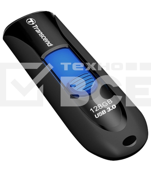 Флешка USB Transcend JetFlash 790 (TS128GJF790K), 128Gb, USB 3.0, R/W 90/40, черный/синий